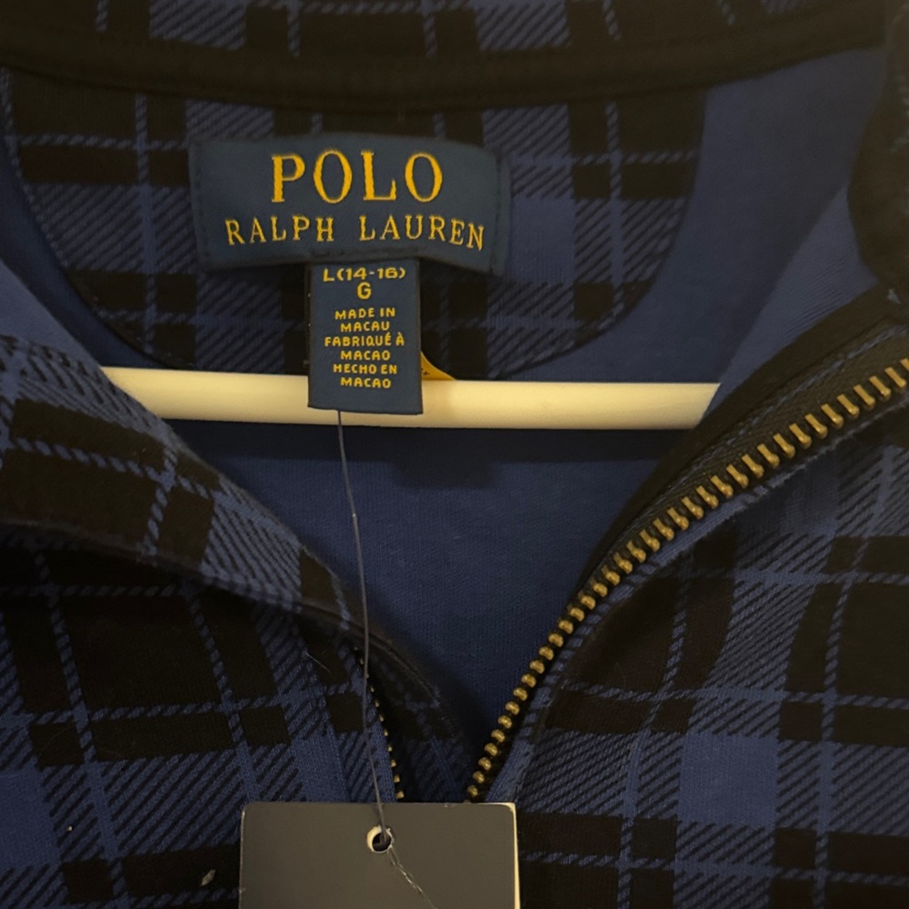 Polo by Ralph Lauren Black and Blue Checkered Sweatshirt - Picture 2 of 5